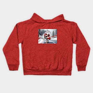 Santa on a Skateboard Kids Hoodie